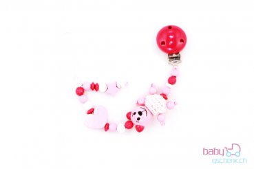 Nuggiketteli & Greifling mit Namen Set Glamour-Line Rosa - Rot